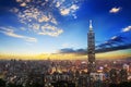 The scene of Taipei 101 building and Taipei city Taiwan on December 14 2017. The photo has been taken from the top of Elephant Royalty Free Stock Photo