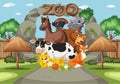 Scene with wild animals in the zoo at day time