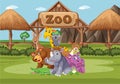 Scene with wild animals in the zoo at day time Royalty Free Stock Photo