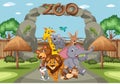 Scene with wild animals in the zoo at day time Royalty Free Stock Photo