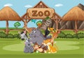 Scene with wild animals in the zoo at day time Royalty Free Stock Photo