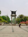 This is the scene seen at the entrance of the South Gate of HUANHUAXI Park in Chengdu, China