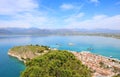 Scenery from above of Nafplio town Argolis Greece - drone view