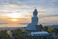 scenery aerial photography sunrise at Phuket big Buddha. Royalty Free Stock Photo