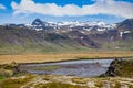 The scenery along the Iceland Route 1, the coast and the mountains,church