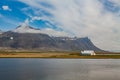 The scenery along the Iceland Route 1, the coast and the mountains,church