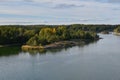 Scenery in the archipelago of Finland in autumn on a serene and sunny day