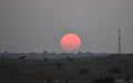 This is an scenery of beautiful sunset point or evening sun in thar desert or sam sand dunes in jaisalmer rajasthan india Royalty Free Stock Photo