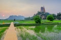 Beautiful Sunset at Wat Tham Sua Kanchanaburi, Thailand Royalty Free Stock Photo