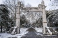 Sun Yat-sen Mausoleum after the snowfall in Mafang