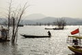 Scenery of beutiful lake and mountain as background