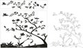 scenery birds flower floral design cnc mdf cutting and glass art designing