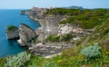 The scenery of Bonifacio coast with Le Grain de Sable U Diu Grossu rock formation, Corsica, France Royalty Free Stock Photo