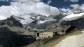 Blauherd ZBAG cable-car station and peaks in Wallis, Swiss Alps