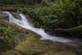 Scenery of cascaded river flowing through tropical rain forest