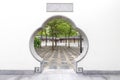 Chinese garden with round gate hole Royalty Free Stock Photo