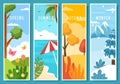 Scenery of the Four Seasons of Nature with Landscape Spring, Summer, Autumn and Winter in Template Hand Drawn Cartoon Illustration Royalty Free Stock Photo
