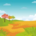 Scenery green nature landscape Vector illustration with flat and colorful design