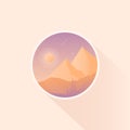 Scenery icon or badge design with mountains