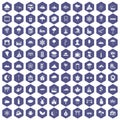 100 scenery icons hexagon purple