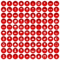 100 scenery icons set red