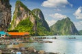 Scenery of Koh Panyee settlement built on stilts in Thailand Royalty Free Stock Photo