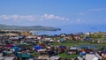 Scenery of the lake Baikal, Olkhon Island, Irkutsk, Siberian, Russia. beautiful views of the town khuhir Royalty Free Stock Photo