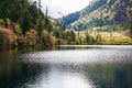 Scenery Of Lake in Forest with Colorful Leafs and Mountain in Autumn Royalty Free Stock Photo