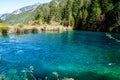 Scenery Of Lake in Forest with Colorful Leafs and Mountain in Autumn Royalty Free Stock Photo