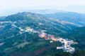 Scenery landscape of Doi Mae Salong and Santikhiri Village in the evening, beautiful layers of mountains and tea plantations. Royalty Free Stock Photo