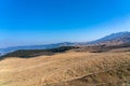 Scenery landscape on the Mount Aso highland in Aso Kuju National Park Royalty Free Stock Photo