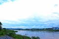 Scenery, landscape, trees, rivers, sky, beautiful colors, sky and white clouds The sunset Abstract background