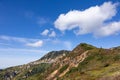 View of the beautiful Mt. Yokote of Shiga Kogen in autumn. Royalty Free Stock Photo