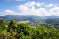 The scenery of Mae Hong Son town,Chong Kham Lake,the airport and forested hills of Burma as seen from Wat Phra That Doi Kong Mu, Royalty Free Stock Photo