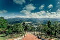 The scenery of Mae Hong Son town,Chong Kham Lake,the airport and forested hills of Burma as seen from Wat Phra That Doi Kong Mu,Ma Royalty Free Stock Photo