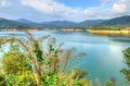 Scenery of man made lake at Sungai Selangor dam during midday Royalty Free Stock Photo