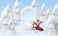 Scenery Merry Christmas and New Year on holidays background with forest winter snowflakes season.Creative snowman Santa Claus of Royalty Free Stock Photo