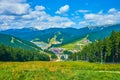 The scenery from the Mount Bukovel, Carpathians, Ukraine Royalty Free Stock Photo