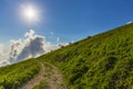 Scenery mountain landscape at Caucasus mountains with horses Royalty Free Stock Photo