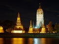 Scenery night view of Wat Phutthaisawan temple with reflection in Chao Phraya River, Ayutthaya province, Thailand