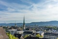 Scenery of old town of Zurich, Switzerland from University hill in summer Royalty Free Stock Photo