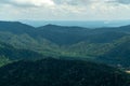 Scenery panoramic landscape of mountain range and cloudy blue sky, aerial view from rainforest mountain peak of Gunung Panti