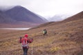 Scenery of people walking in the beautiful Gates of the Arctic National Park Royalty Free Stock Photo