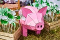 Scenery pink pig. Decor for the garden. Agricultural exhibition