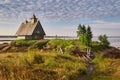 Old wooden Orthodox church in Russia. Chapel. Scenery for a Russian film.