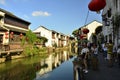 The scenery of Shantang street at Suzhou,China in spring. Royalty Free Stock Photo