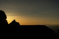 Scenery of the silhouette of Mount Mangart during sunset - great for wallpapers