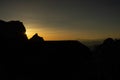 Scenery of the silhouette of Mount Mangart during sunset - great for wallpapers