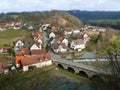 Scenery of small European town beside the river