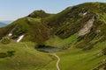 Scenery of the small pond among hills